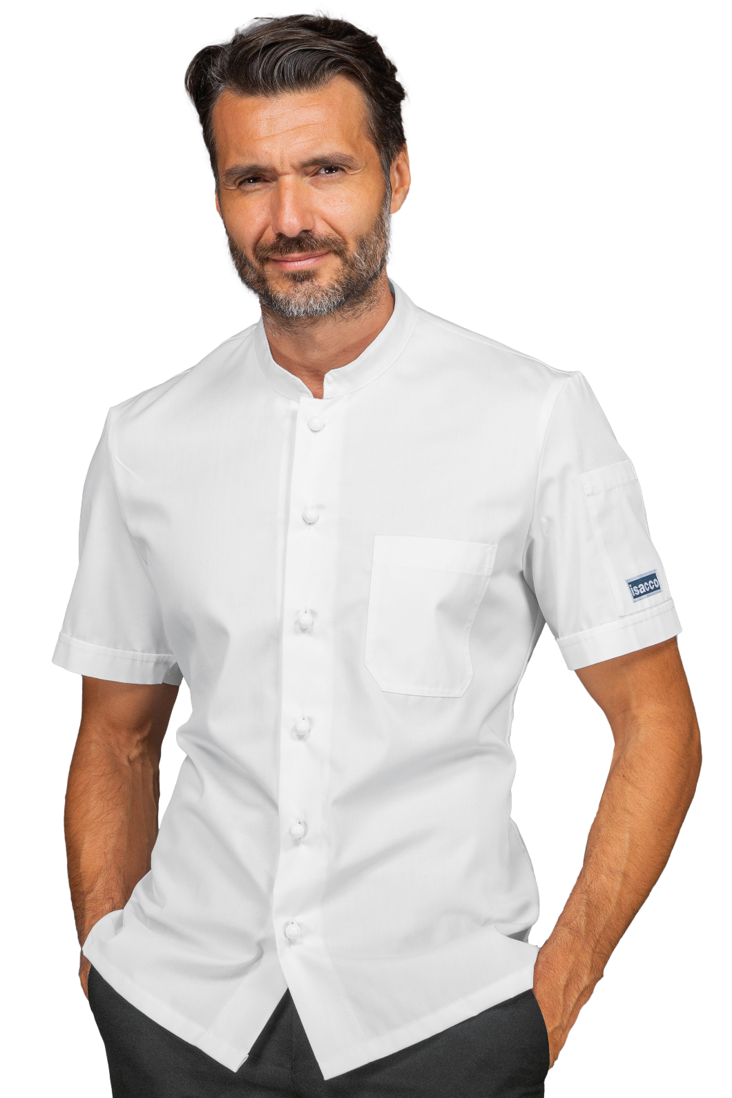 Grembiule Chef bianco Unisex mezza manica corta Halter-Neck