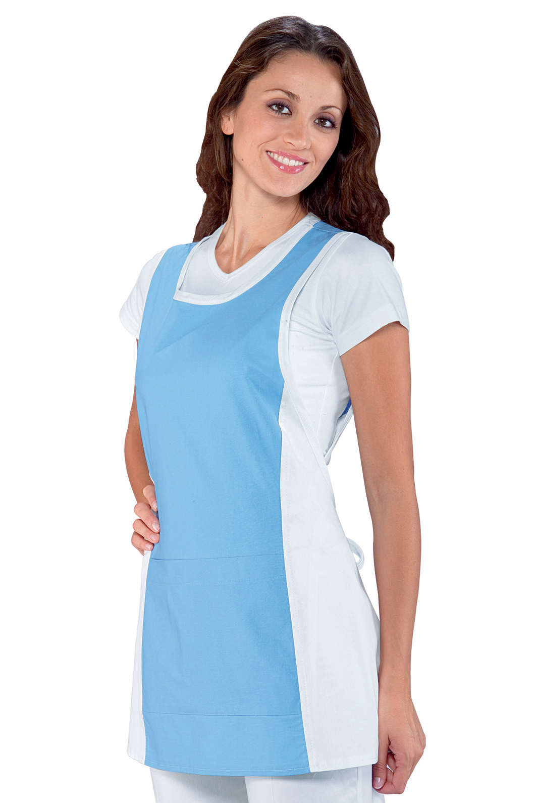 ISACCO Grembiule PAPEETE LONG Donna in 100% Poliestere (Bianco)