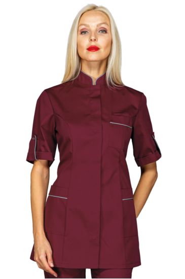 Antigua blouse Half Sleeve - Isacco Bordeaux+grigio