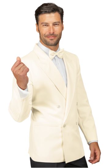 Double-breasted peak lapel jacket for men - Isacco Crema