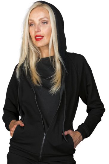 Unisex sweatshirt with ZIP and hood - Isacco Nero